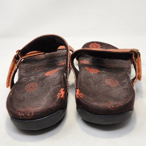 Orthaheel Womens Molly Orange Brown Snake Print Slip On Sandals Size 7 Comfort - Picture 6 of 8
